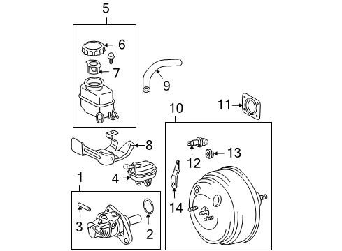 2008 Lexus RX350 Dash Panel Components Check Valve Bracket Diagram for 44758-14150