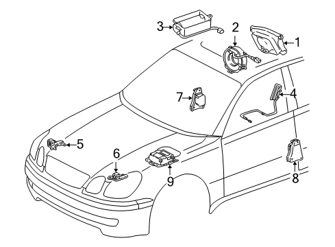 2004 Lexus GS300 Air Bag Components Air Bag Assy, Curtain Shield, RH Diagram for 62170-30060