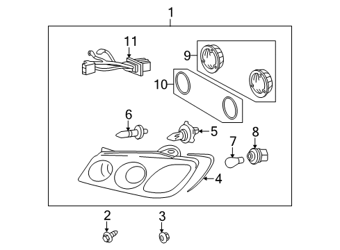 2008 Hyundai Azera Bulbs Right Passenger Side Headlamp Diagram for 92102-3L351