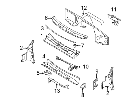 2008 Ford E-250 Cowl Side Reinforcement Diagram for F7UZ-15020A16-AD