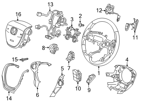 2016 Honda Pilot Steering Column & Wheel, Steering Gear & Linkage Switch Assembly, Audio Remote Diagram for 35880-TG7-A11