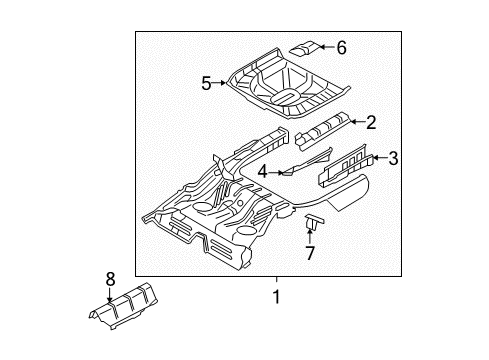 2007 Ford Five Hundred Rear Floor & Rails Floor Pan Assembly Diagram for 5G1Z-5411215-BA
