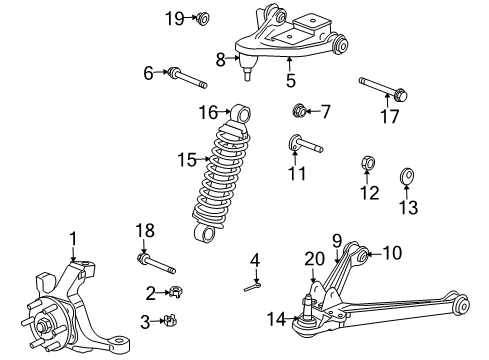 2009 Dodge Viper Front Suspension Components, Lower Control Arm, Upper Control Arm, Stabilizer Bar *ABSORBER-Suspension Diagram for 5181425AB