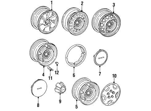 1990 Toyota Pickup Wheels Wheel Cap Diagram for 42621-35180