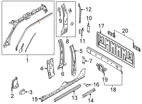 2018 Ford F-150 Back Panel, Hinge Pillar Inner Reinforcement Diagram for FL3Z-1602542-A