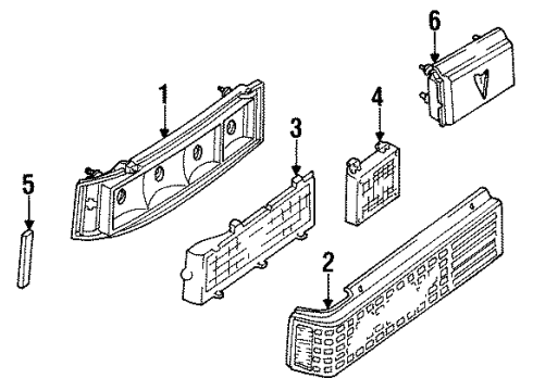 1986 Pontiac Sunbird Tail Lamps Lens, Rear Combination Lamp Diagram for 16501775