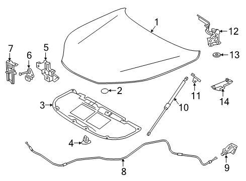2020 Lexus NX300 Hood & Components Hood Support Assembly Diagram for 53440-0W280