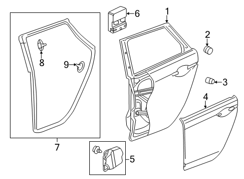 2012 Acura TSX Rear Door Weatherstrip, Left Rear Door Diagram for 72850-TL4-003