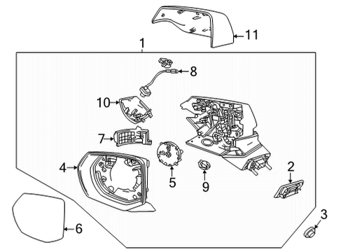 2022 GMC Yukon Mirrors Mirror Assembly Diagram for 84977314