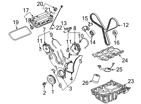 2005 Saturn Vue Filters Seal-Timing Belt Front Upper Cover Diagram for 12581917