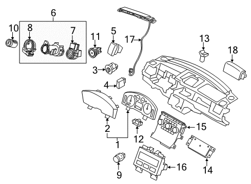 2009 Lincoln MKS Anti-Theft Components Cluster Assembly Diagram for 8A5Z-10849-A
