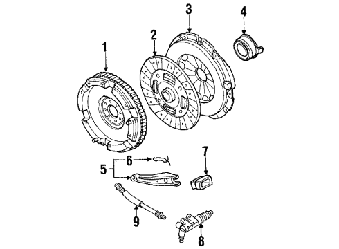 1998 Kia Sportage Clutch & Flywheel Disk Assembly-Clutch Diagram for 0K01616460C