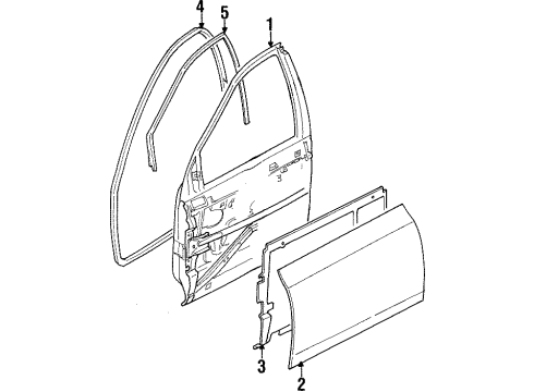 2001 Saturn SL1 Front Door Weatherstrip, Front Side Door Diagram for 21160178