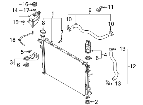 2021 Hyundai Palisade Radiator & Components Clip-Hose Diagram for 254812G000