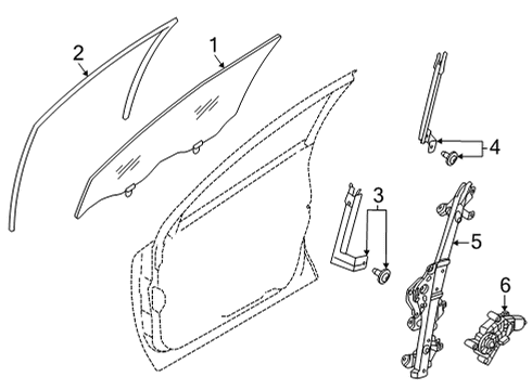 2021 Nissan Rogue Front Door Glass & Hardware Regulator Assy-Door Window, LH Diagram for 80721-6RA0A