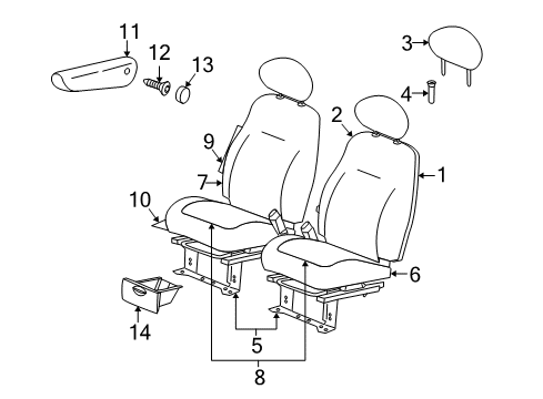 2005 Chrysler PT Cruiser Front Seat Components Seat Cushion Foam Diagram for 5139206AA