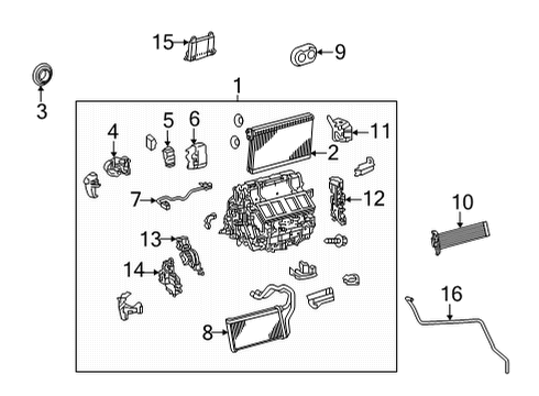 2021 Toyota Mirai A/C Evaporator & Heater Components AC & Heater Assembly Diagram for 87050-62060