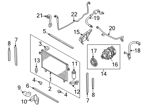 2000 Infiniti QX4 A/C Condenser, Compressor & Lines Pipe Front Cooler, High A Diagram for 92441-0W009