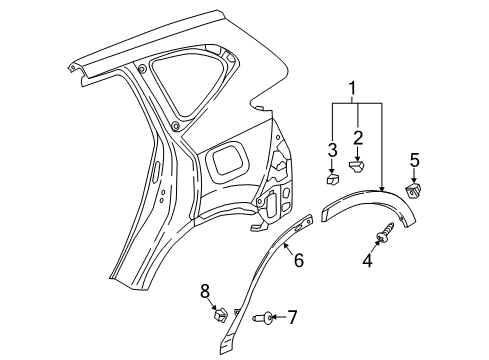 2021 Honda CR-V Exterior Trim - Quarter Panel Protector, L. RR.RR. Wheel Arch Diagram for 74453-TLA-A01
