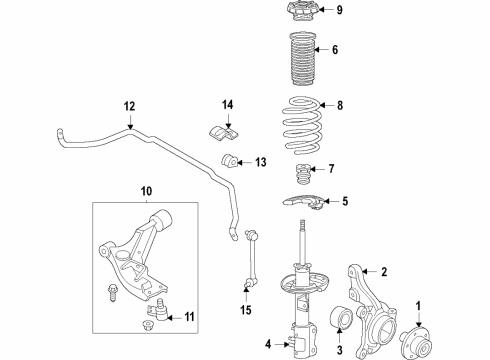 2018 Chevrolet Trax Suspension Components, Lower Control Arm, Stabilizer Bar Strut Bumper Diagram for 95319189