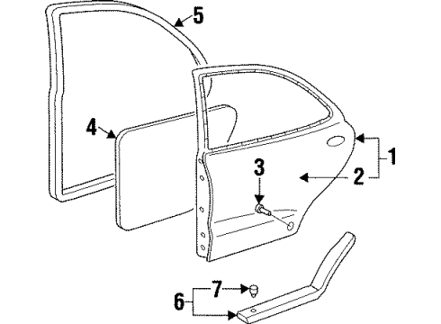1997 Hyundai Elantra Rear Door Panel-Rear Door Outer, LH Diagram for 77111-29010