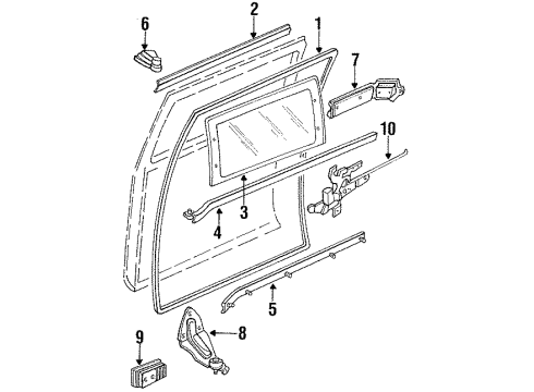 1988 Nissan Van Side Loading Door & Components, Glass & Hardware Outside Handle Assembly, Right Diagram for 82606-17C01