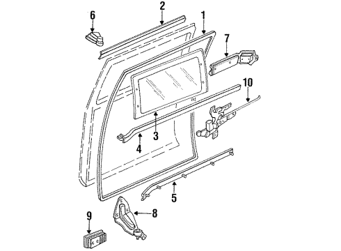 1988 Nissan Van Side Loading Door & Components, Glass & Hardware WELT-Body Side Front Red Diagram for 76921-17C11