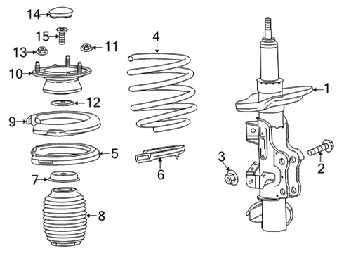 2022 Cadillac CT4 Struts & Components - Front Strut Mount Diagram for 84639574