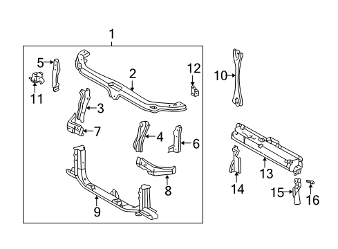 2001 Lexus RX300 Radiator Support Support Sub-Assy, Hood Lock Diagram for 53217-48010