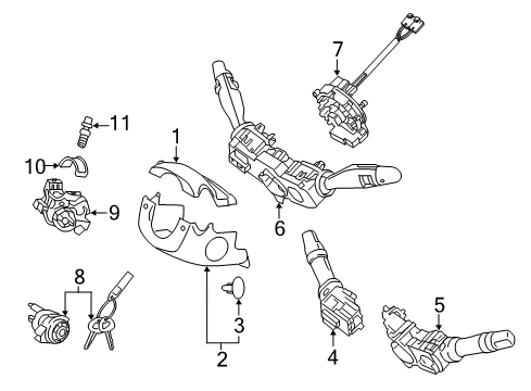 2020 Kia Rio Shroud, Switches & Levers Switch Assembly-Multifunction Diagram for 93400H8550