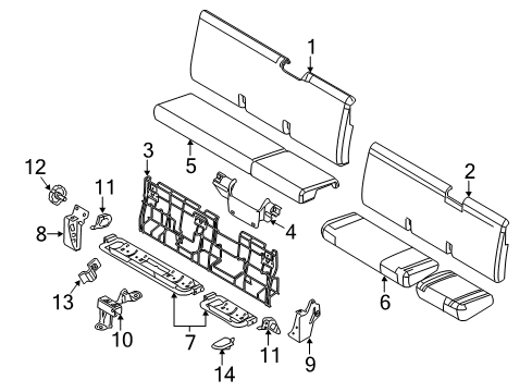 2014 Ford F-250 Super Duty Rear Seat Components Seat Cushion Pad Diagram for 8C3Z-2863840-A