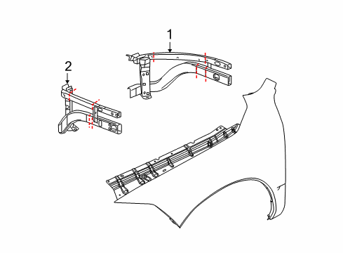 2009 Dodge Ram 1500 Structural Components & Rails Closure-Fender Diagram for 68267302AB