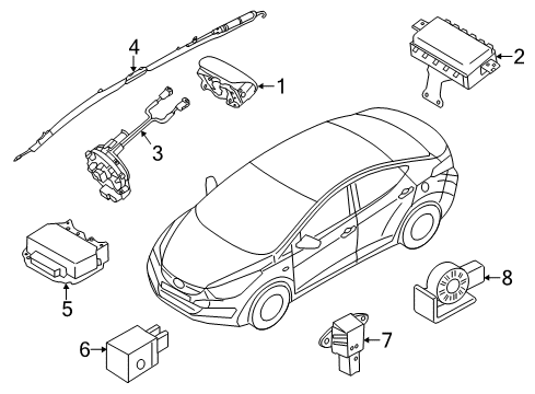 2011 Hyundai Elantra Air Bag Components Side Impact Sensor Assembly Diagram for 959203X000