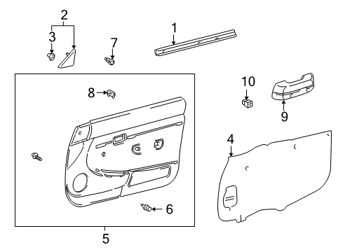 2000 Toyota Tacoma Interior Trim - Front Door Door Trim Panel Diagram for 67620-04180-E1