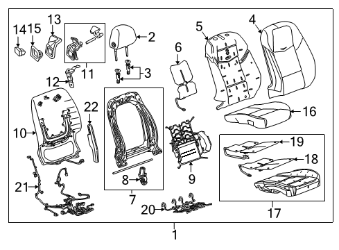 2017 Cadillac ATS Passenger Seat Components Seat Back Cover Diagram for 23372931