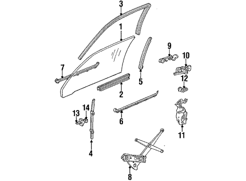 1984 Chevrolet Chevette Front Door - Glass & Hardware Handle, Front Side Door Outside Diagram for 20338488