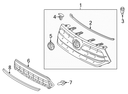 2013 Toyota Highlander Grille & Components Seal To Hood Clip Diagram for 53121-04020