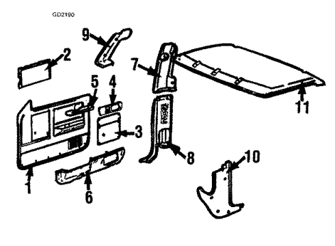 1985 GMC S15 Interior Trim Panel Asm-Body Side Upper Trim *Charcoal Diagram for 15957719