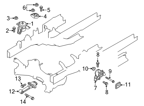 2020 Kia Telluride Engine & Trans Mounting Engine Mounting Support Bracket Diagram for 21825A9600