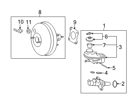 2009 Pontiac Vibe Dash Panel Components Cylinder, Brake Master Diagram for 19205209