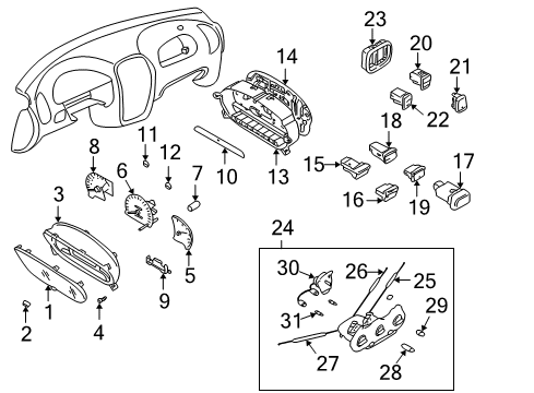 2001 Hyundai Accent Switches & Sensors Control Assembly-Heater Diagram for 97250-25100-YN