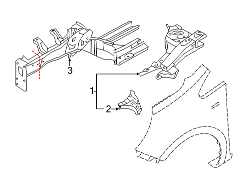 2013 Kia Rio Structural Components & Rails Member Assembly-Front Side Diagram for 646051W010