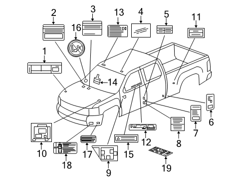 2016 Chevrolet Silverado 2500 HD Information Labels AC Label Diagram for 23256364