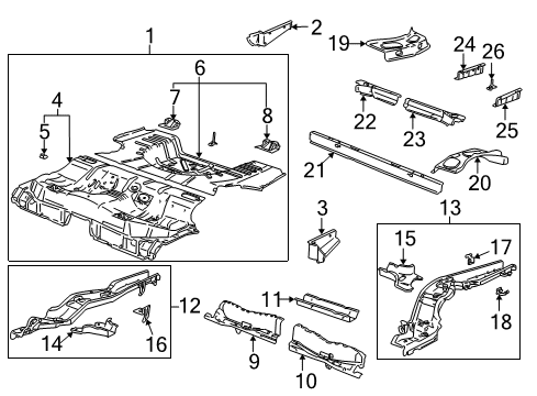 2001 Saturn LW200 Rear Body - Floor & Rails Panel Asm, Rear Floor Diagram for 22687886