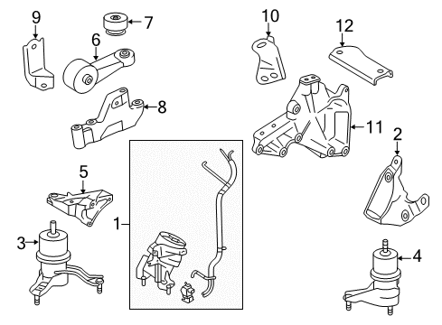 2015 Lexus ES350 Engine & Trans Mounting Bracket, Engine Mount Diagram for 12311-31150