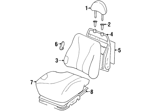 2000 Hyundai Tiburon Front Seat Components Cover & Pad-Front Seat Cushion, LH Diagram for 88152-27000-LKP