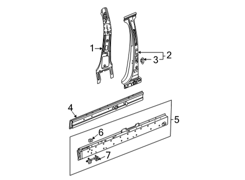 2022 Cadillac CT5 Center Pillar & Rocker Rocker Reinforcement Diagram for 84572667