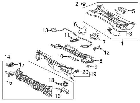 2020 Toyota C-HR Cowl Cowl Top Panel Reinforcement Diagram for 55736-F4020