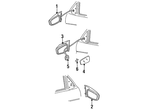 1999 Chevrolet Lumina Outside Mirrors Trunnion, Outside Rear View Mirror Diagram for 12522163