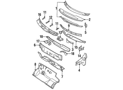 1998 Dodge Grand Caravan Cowl Panel-Dash Diagram for 4860110